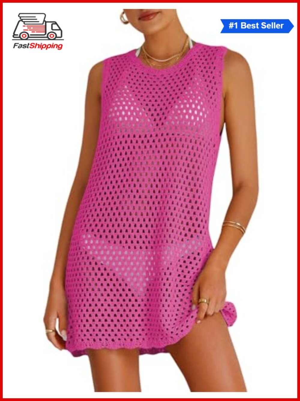 ✨ Sleeveless Knit Swimsuit Cover Up Beach Bathing Suit Coverup
